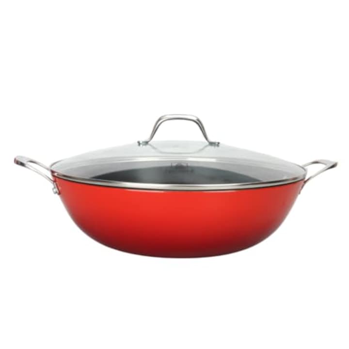 Tigaie wok, Laguiole, fonta, rosu, 36x10cm, 10l