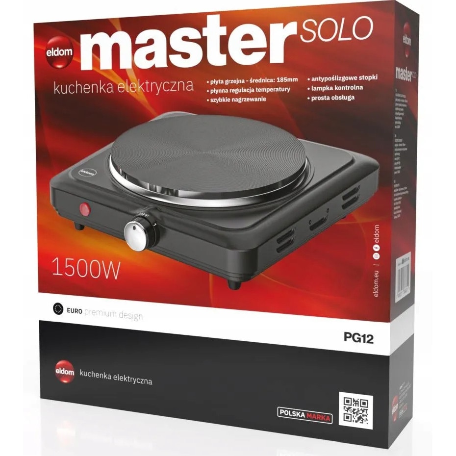 Aragaz electric, Eldom PG12, 1500W, 1 plita, 18,5cm