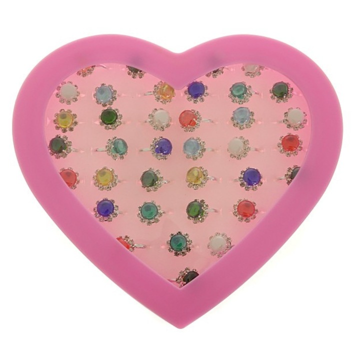 Set 36 inele reglabile, ADAR, Floare, Multicolor