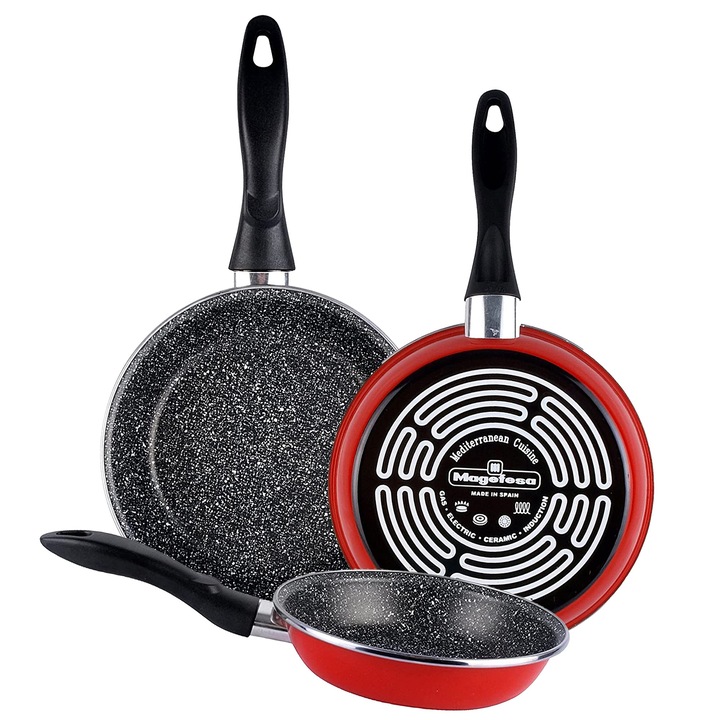 Set tigăi Magefesa K2, 20/24/28cm, roșu, aluminiu