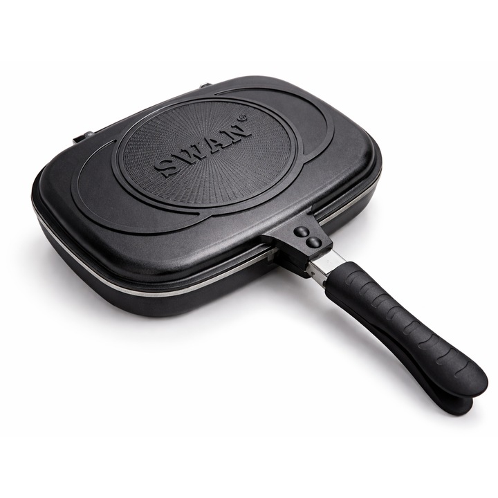 Grill dublu cu invelis marmura, garnitura silicon si inchidere magnetica, pentru aragaz, ambalat in cutie cadou