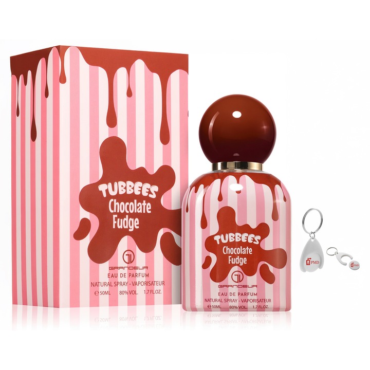 Комплект парфюмна вода Tubbees Chocolate Fudge, Grandeur Elite, Детски, 50мл с персонализиран ключодържател