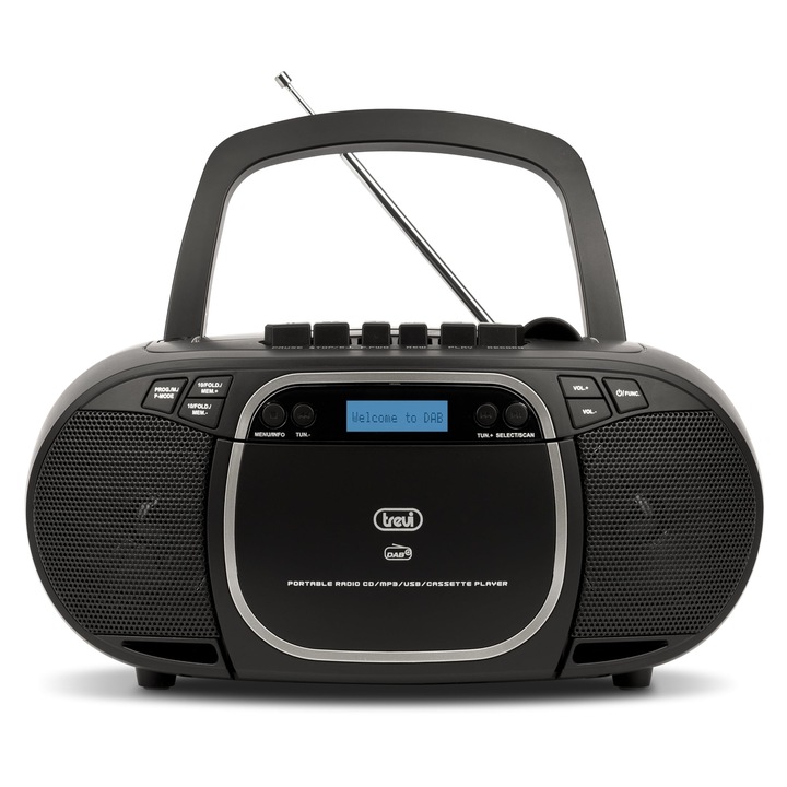 Radio portabil Trevi CMP 576 cu receptor DAB/DAB+/FM, MP3, USB, 12, 01x9, 45x6, 3cm