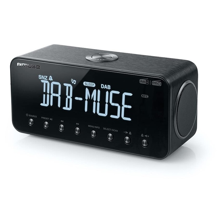 Radio portabil Muse M-196 DBT, DAB+/FM, Bluetooth, alarma dubla, dimensiuni 11, 38x5, 16x5, 04cm