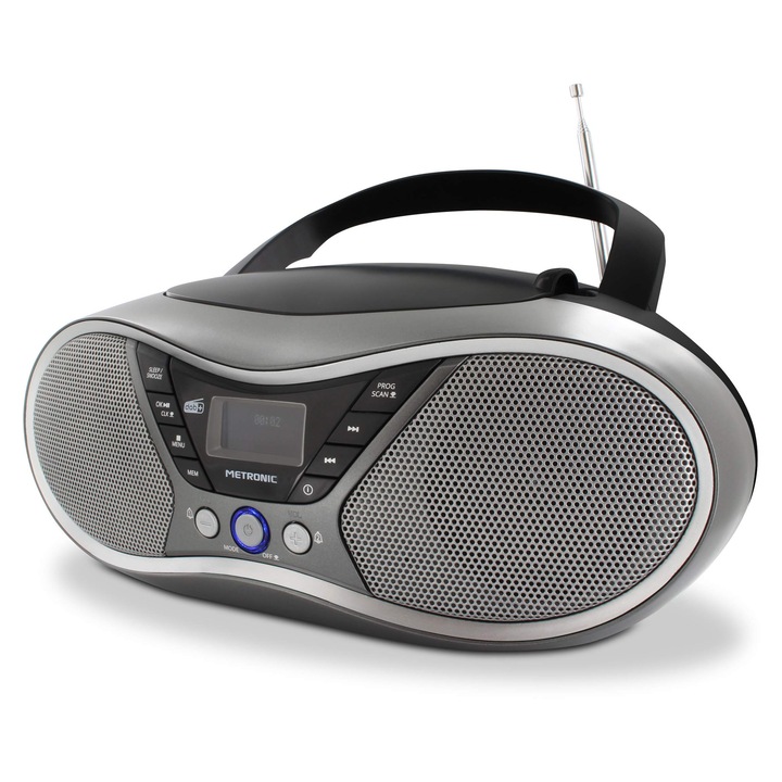 Radio portabil Metronic, model 477171, DAB/FM/RDS, gri/negru, 12, 44x9, 49x6, 38cm