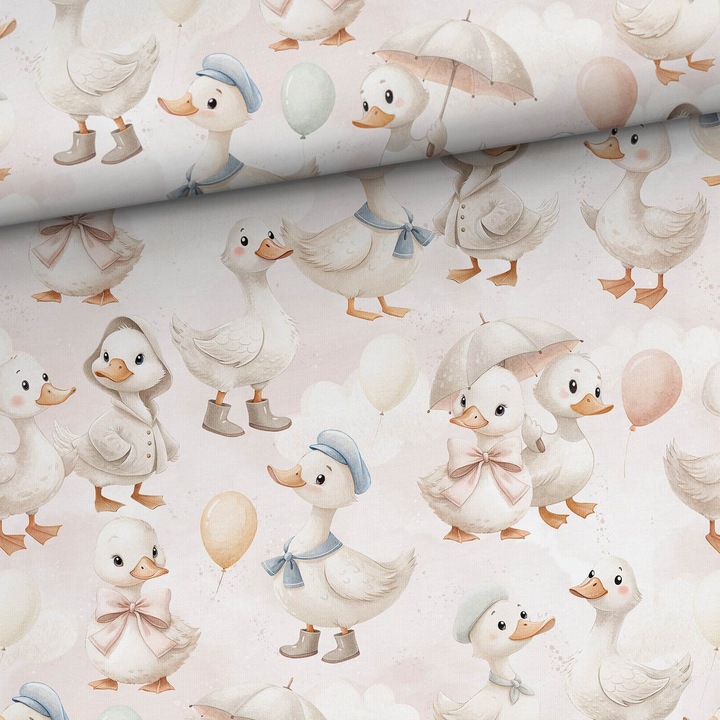 Material textil, Tricot jersey imprimat Gąski, bumbac 92%, elastan 8%