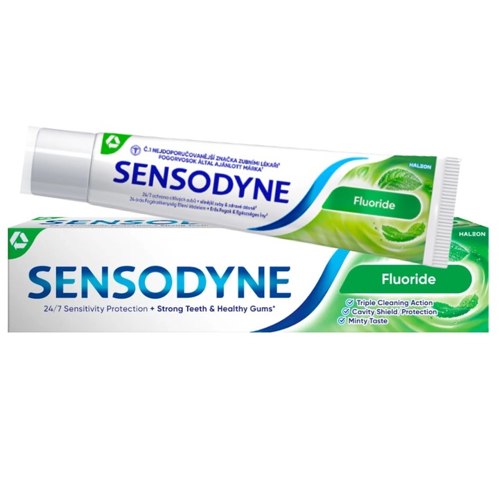 Pasta de dinti SENSODYNE® Fluoride, protectie 24/7 pentru dinti sensibili si gingii sanatoase, 100 ml