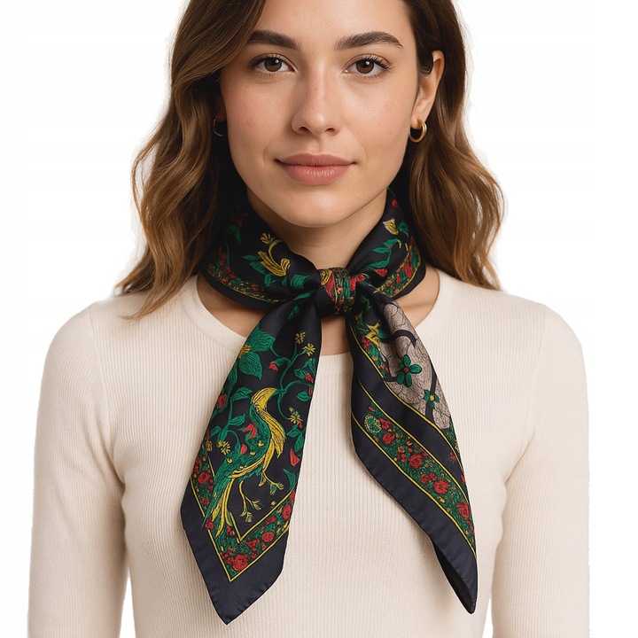 Finom selyemszatén kendő, kék