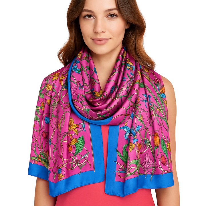 Finom selyem sál bandana női szatén rózsaszín