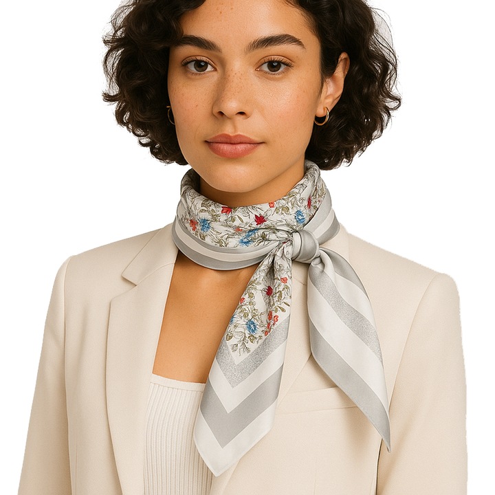 Finom selyemszatén kendő, kék