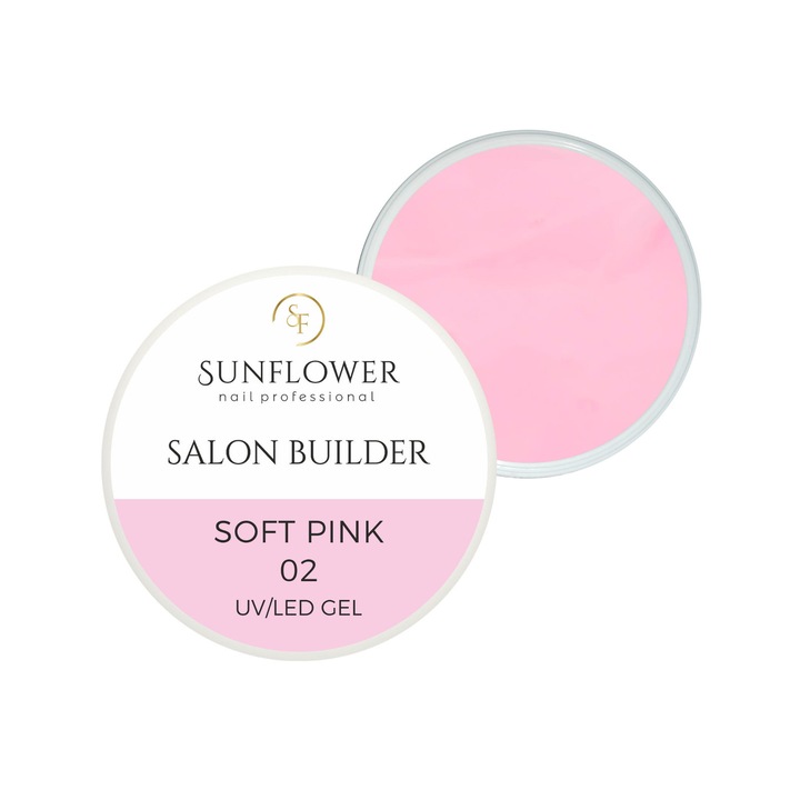 Gel UV Salon Builder Sunflower Soft Pink 50g, crem, gros, pentru intarirea unghiilor naturale