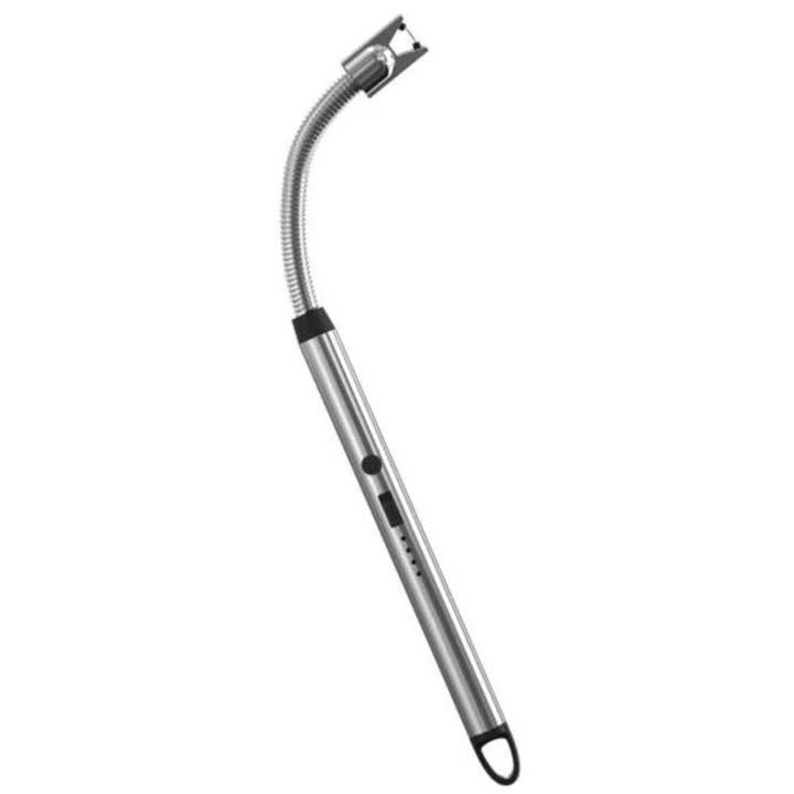 Bricheta electrica ISY IEL-2500, argintie, rezistenta la vant, reincarcabila USB-C