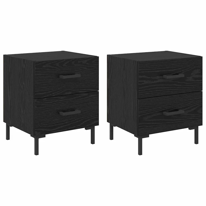 Нощен шкаф 2 pcs vidaXL, Черния дъб 40 x 35 x 47, 5 см Инженерно дърво