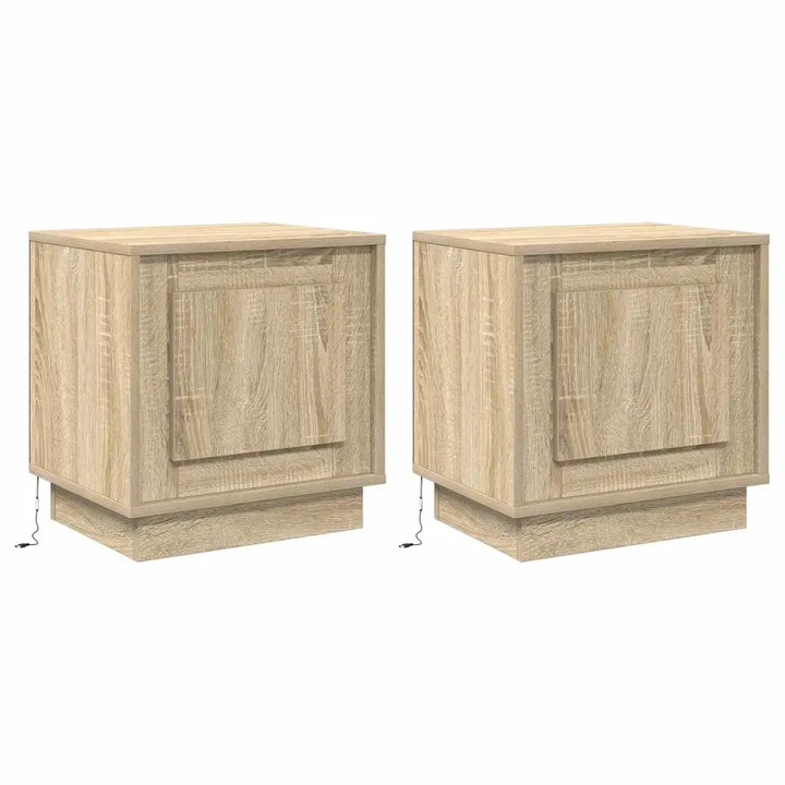 Dulap de noapte vidaXL, 2 pcs Stejar Sonoma 44 x 34, 5 x 45 cm
