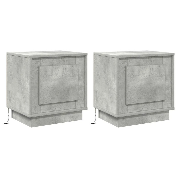 Dulap de noapte vidaXL, 2 pcs Gri din beton 44 x 34, 5 x 45 cm