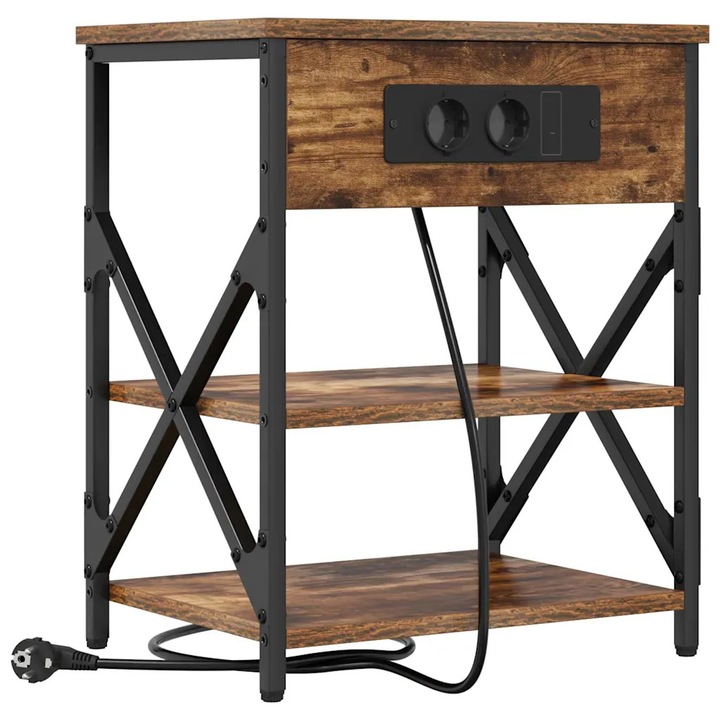 Dulap de noapte vidaXL, Stejar fumuriu 41 x 31 x 51 cm Lemn compozit