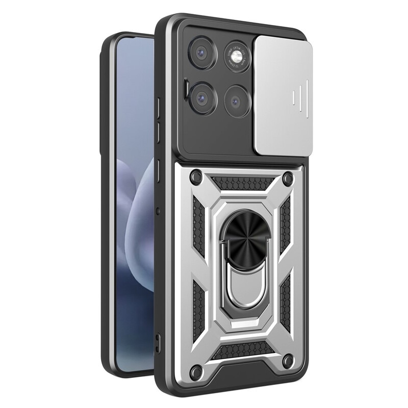 Husa pentru Motorola Moto G86 Power DaDen® Hybrid Armor Kickstand, Slider Camera, Antisoc, Protectie Superioara, Argintiu