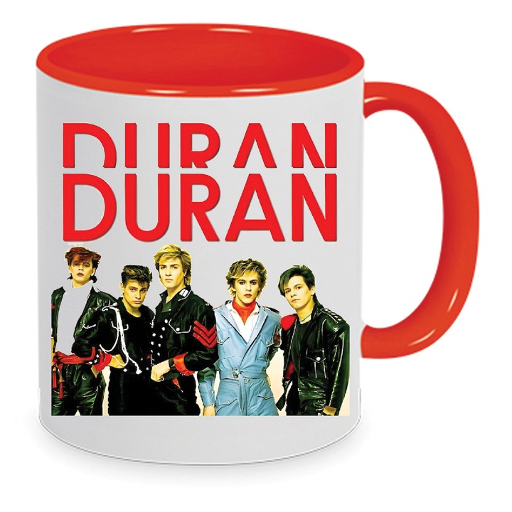 Cana Duran Duran No.1, ceramica, 330ml, alb si rosu, set colectionabil