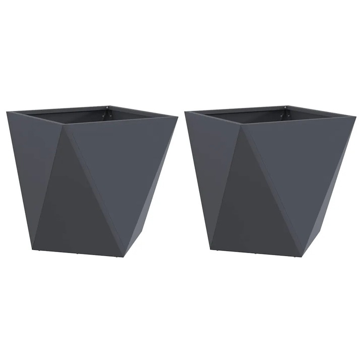 vidaXL Jardiniera 2 pcs Antracit 50 x 50 x 50 cm Otel