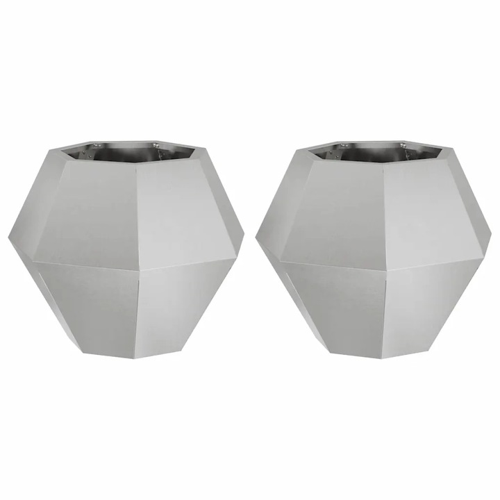 vidaXL Jardiniera 2 pcs Argintiu 50 x 50 x 40 cm Otel inoxidabil