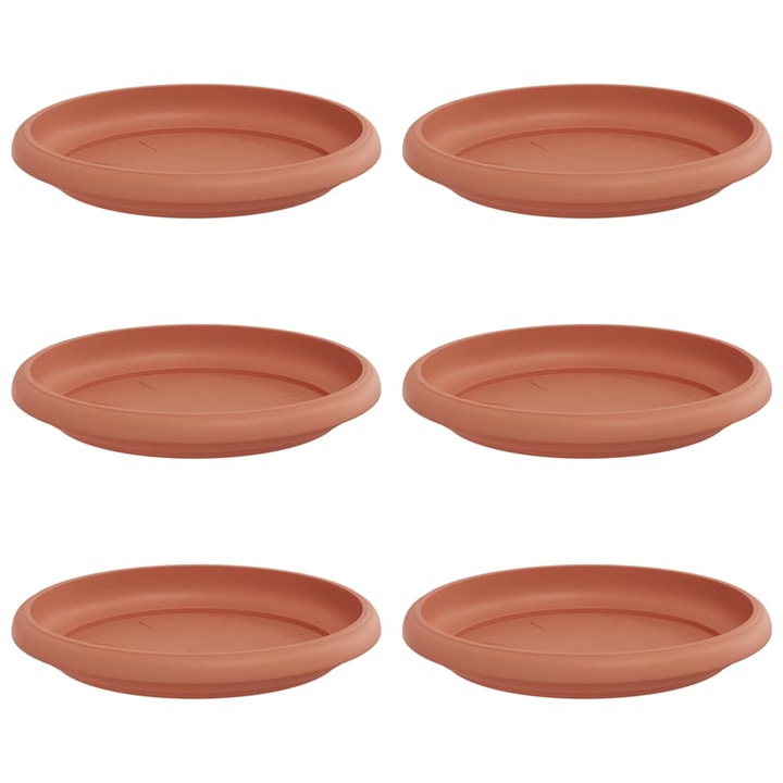 vidaXL Tava rotunda pentru flori 6 pcs Rosu caramida Ø 14 x 2 cm