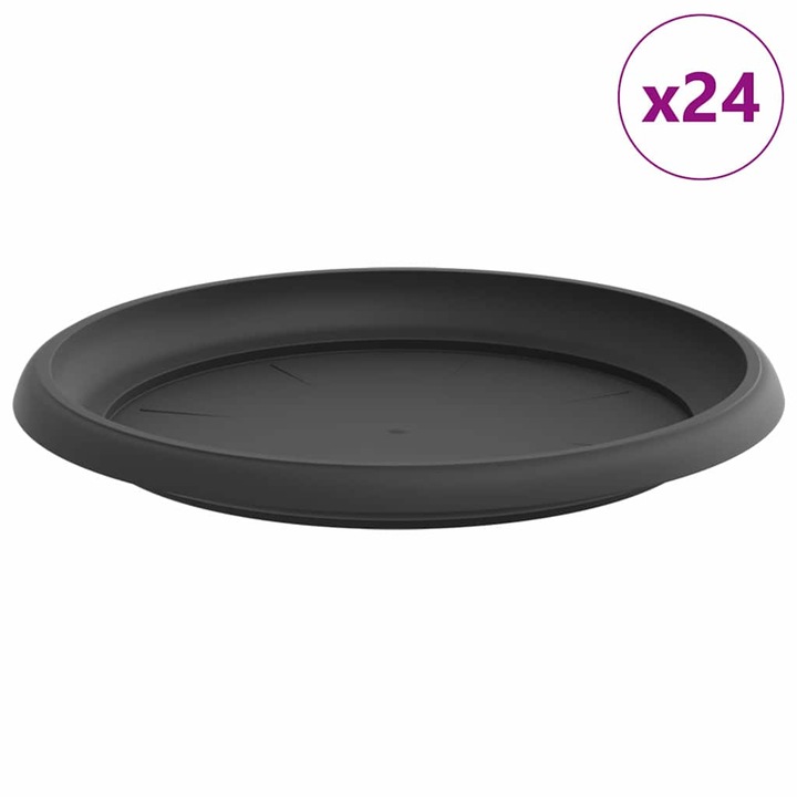 Tava rotunda pentru flori 24 pcs Negru Ø 23 vidaXL, 5 x 2, 5 cm Plastic