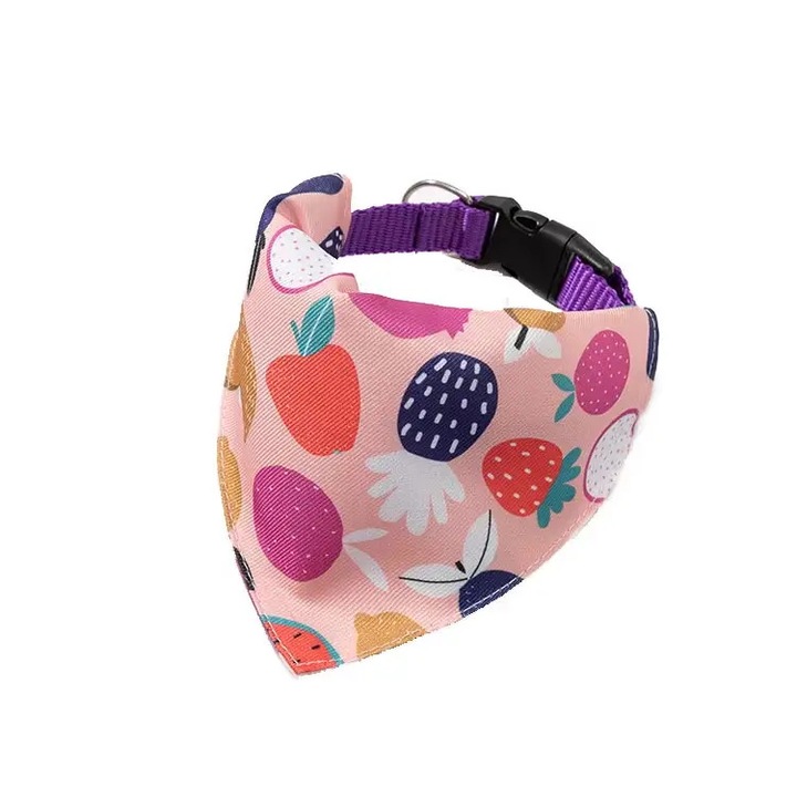 Bandana pentru caini tip esarfa, cu prindere pe zgarda, imprimeu floral, ZC1023 - L