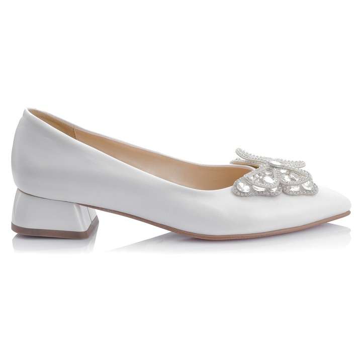 Дамски балеринки от естествена кожа – БЯЛ СЕДЕФ – BL9 AS, Бял