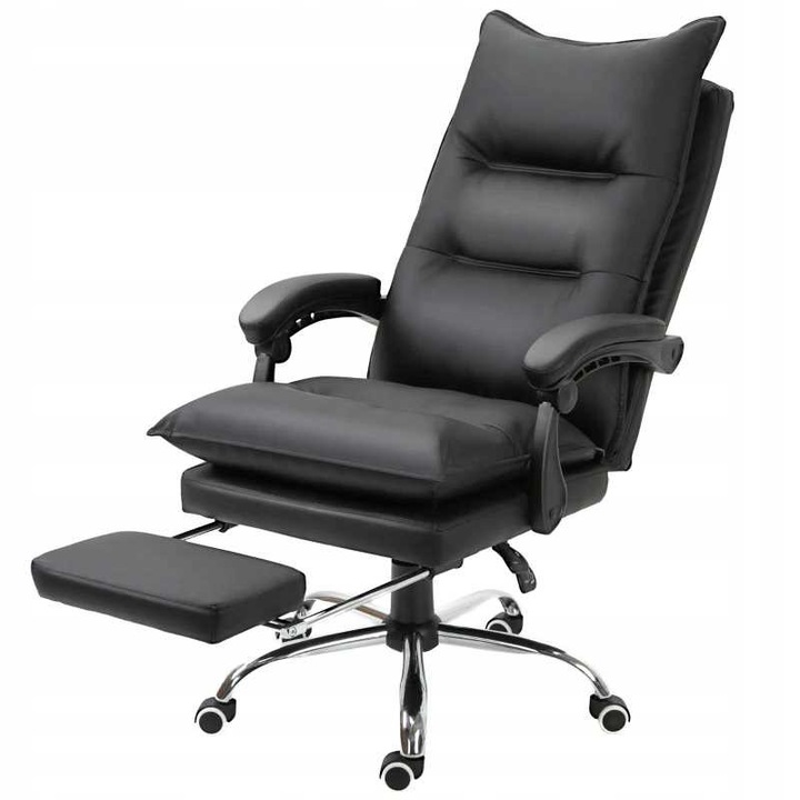 Scaun birou PAKO, suport pentru picioare, negru, dimensiuni 66x72x122-130cm, material PU, capacitate maxima 135kg