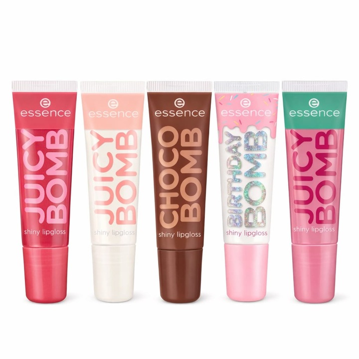 Set de 5 luciuri de buze, Essence, JUICY BOMB, transparent, ultra-lucios