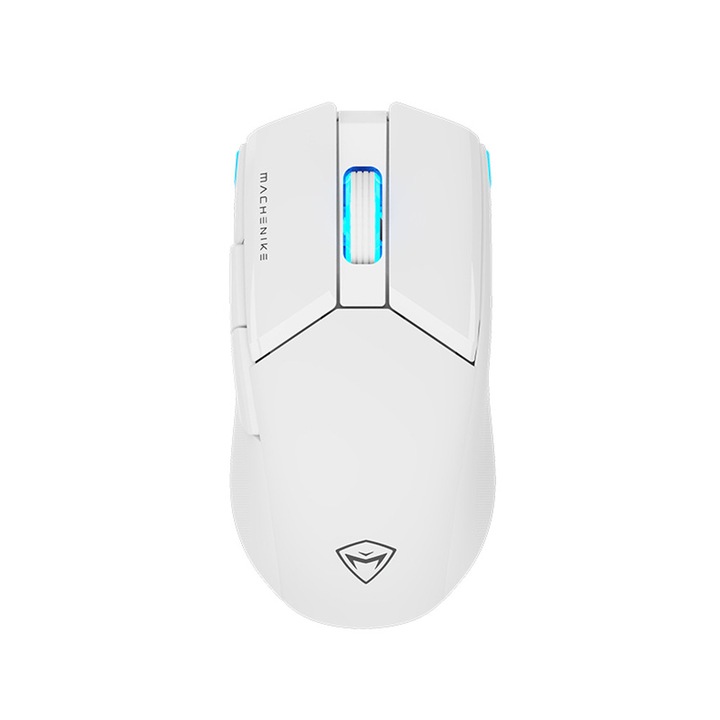 Mouse gaming wireless Machenike M7 Pro, 2.4 GHz / USB-C, 26000 DPI, 6 butoane, 600 mAh, RGB, Alb