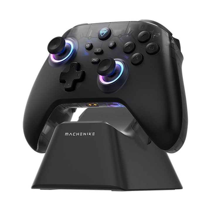 Controller Machenike G3 V2 G320 pentru PC, Wireless / Cu fir, 600mAh, Statie incarcare inclusa, USB-C, Negru