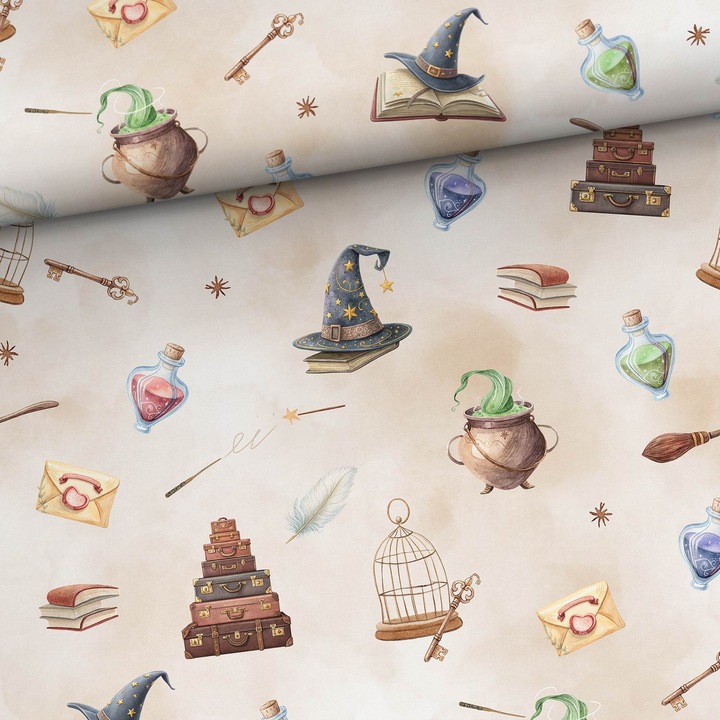 Material textil, Bumbac imprimat Świat magii, bumbac 100%