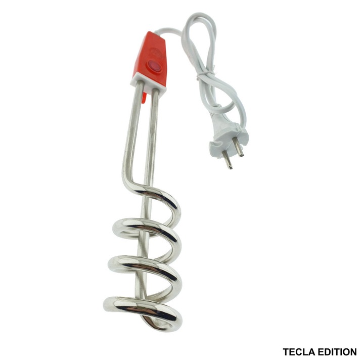 Fierbator electric tip termoplonjon, 1000W cu LED, pentru incalzire rapida apa, utilizare camping si birou, design spiralat ultra-compact