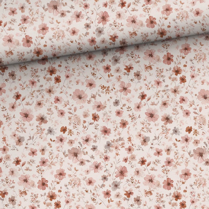 Material textil, Tricot jersey imprimat Tiny pink, bumbac 92%, elastan 8%