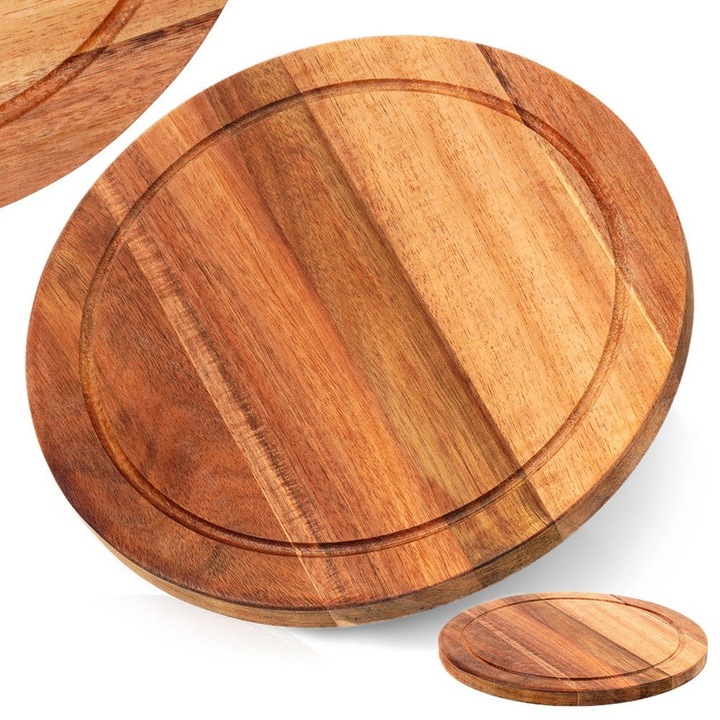 Tacatoare de bucatarie, Artemis, rotunda, 25x25cm, din lemn de acacia, rezistenta la umiditate