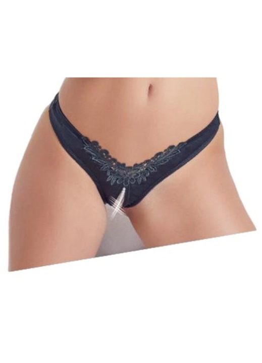 Cottelli bugyi, szatén, fekete, gyöngy díszítéssel, L INTL