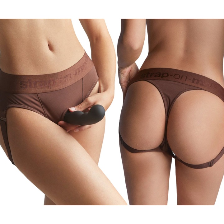 Ham de lenjerie Strap-on-me, XL, microfibra, culoare maro, pentru pegging
