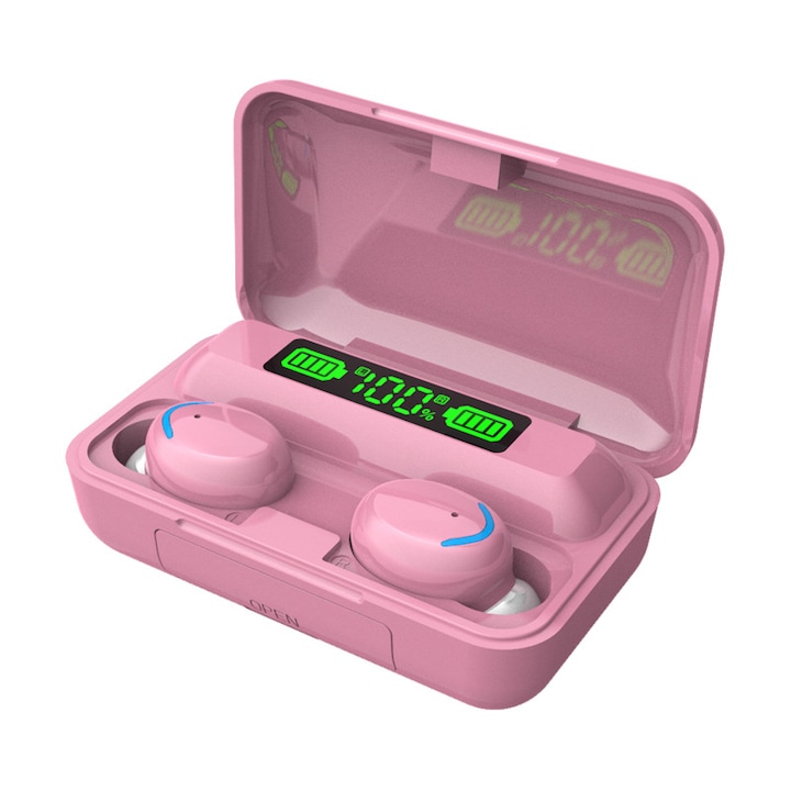 Casti Bluetooth TWS F9-5C - Roz