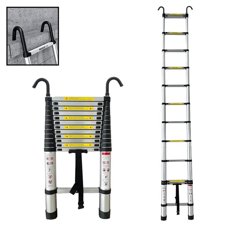 Scara telescopica cu carlige – 5 m, din aluminiu