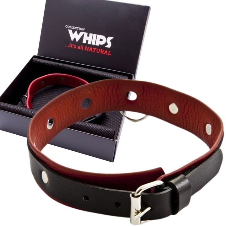 Guler BDSM pentru femei, WHIPS, piele, 3cm latime, 36-42cm ajustabil