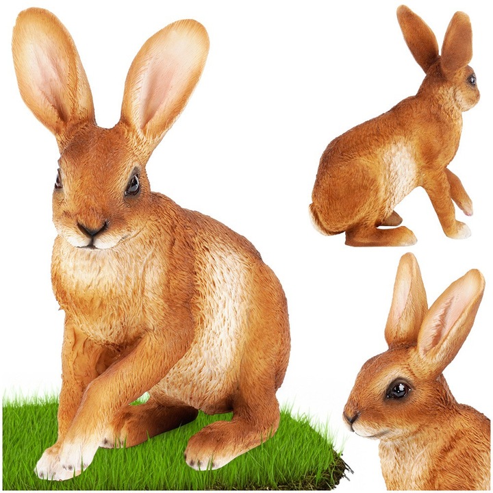 Декоративна фигура за градина Artemis заек, полистоун, 21x11x27.5см, кафяв цвят