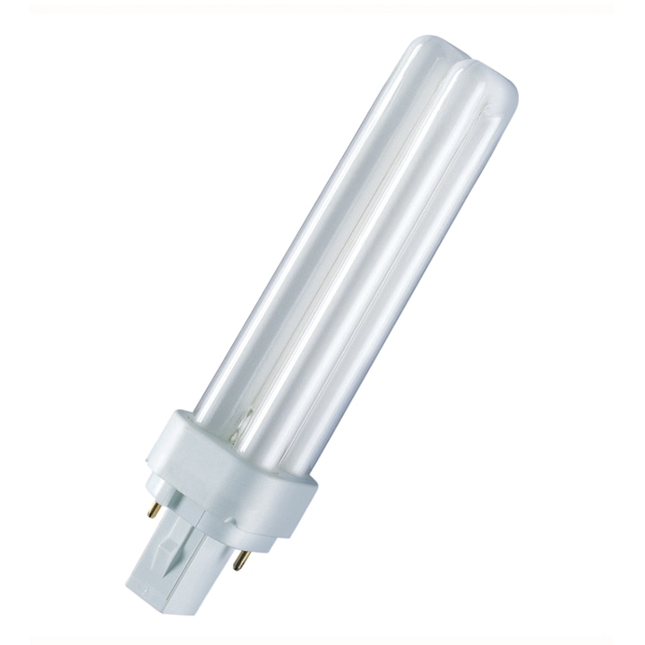 Bec Compact Fluorescent Osram Dulux D / PL-C 10W/830/2P G24d-1 600Lm 3000K Lumina Alba Calda Clasa Energetica G