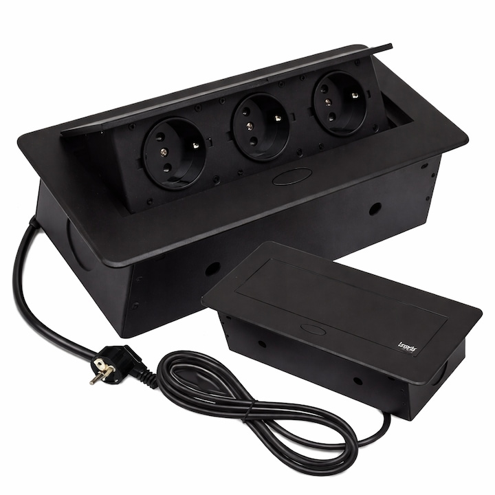 Priza ascunsa in blat IZOXIS, 3-modul, 230V, pentru bucatarie sau birou