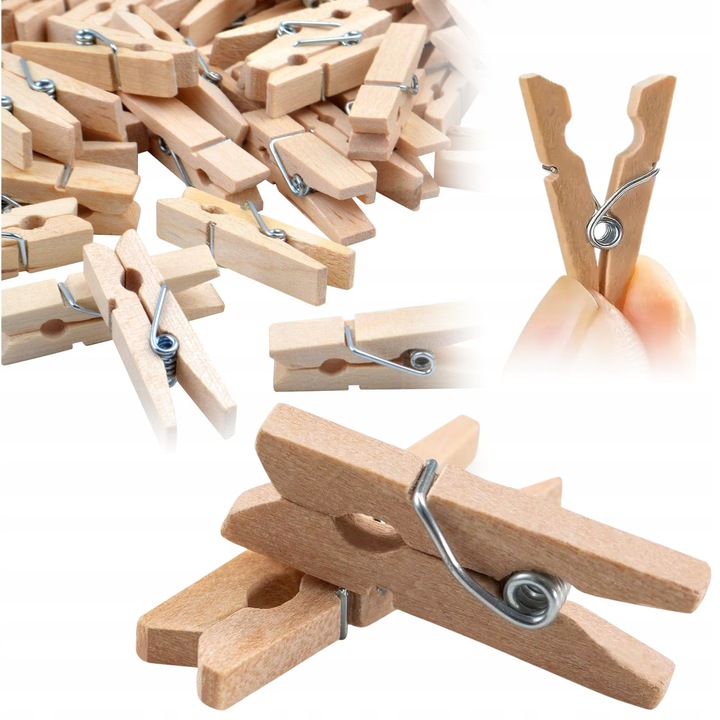 Комплект Дървени Щипки, Корби, 1x2.5x0.4 см, Мини Дървени Щипки За Декорация, Леки И Функционални, Възможност За Боядисване Или Декориране, Универсална Употреба В Скрапбукинг И Опаковане На Подаръци, Светло Дърво, Необработени, 50 Броя