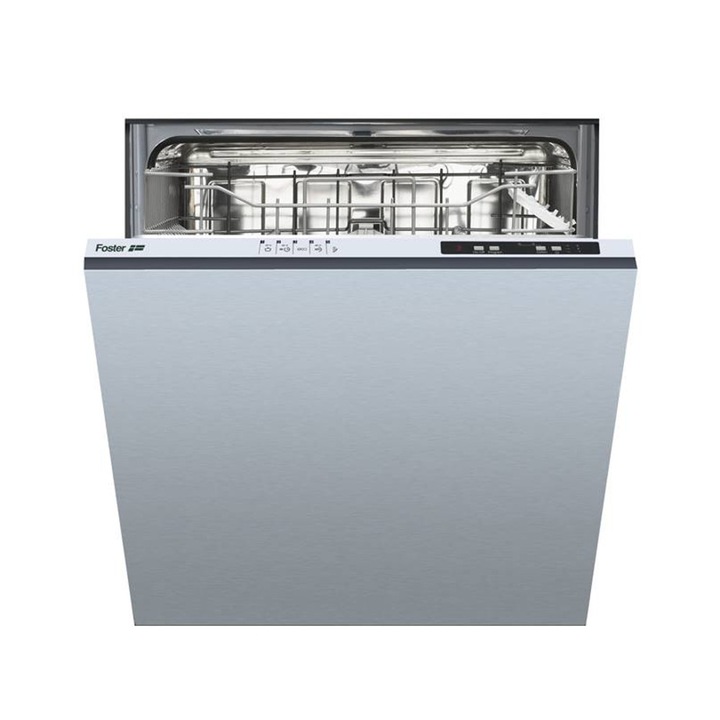 Masina de spalat vase incorporabila Foster, Elettra, 12 seturi de vase, 6 programe spalare, mod Intensiv/Eco/Auto/50 min/Rapid, functie prespalare, pornire intarziata 19 h, functie Half-load, siguranta inundatii AcquaStop, sistem dedurizare apa, inox