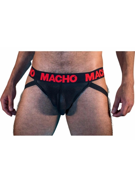 Jockstrap Macho MX26X2, fekete-piros, elasztikus, szett, Fekete