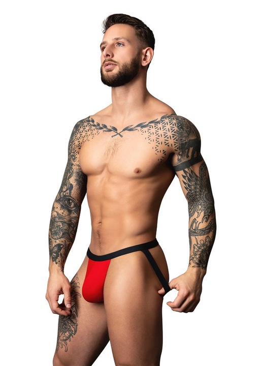 Férfi Male Power alsónadrág, Hot Mesh Jock, piros-fekete, Piros
