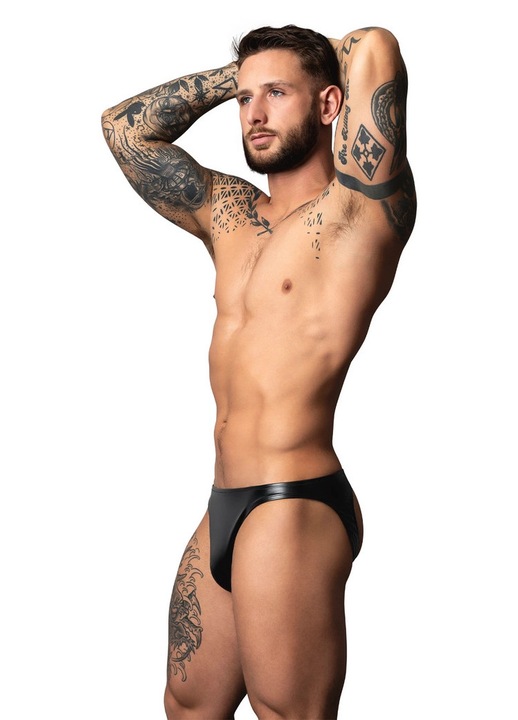 Chiloti Jock Brief Male Power Liquid Onyx 2.0, fekete, wetlook, rugalmas anyag