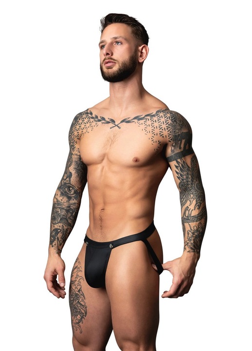 Snap Off bugyi, Férfi Erő, fekete spandex, Matt fekete, S-M